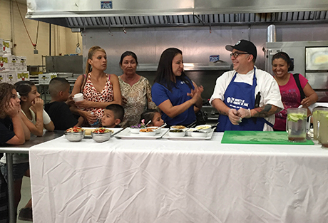 Head Chef Chris Hoffman teaches healthy cooking class at SVdP.