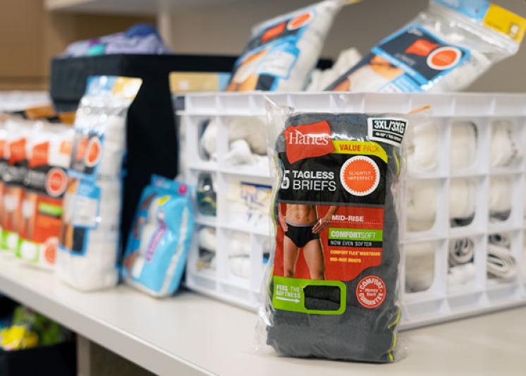 Underwear in SVdP's Resource Center for people experiencing homelessness