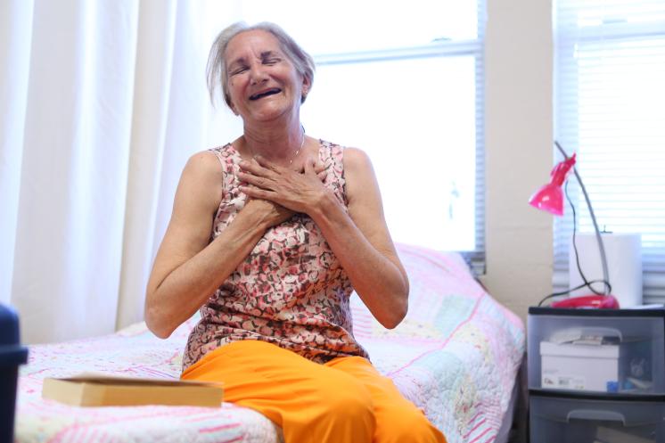 Ozanam Manor Resident in her room