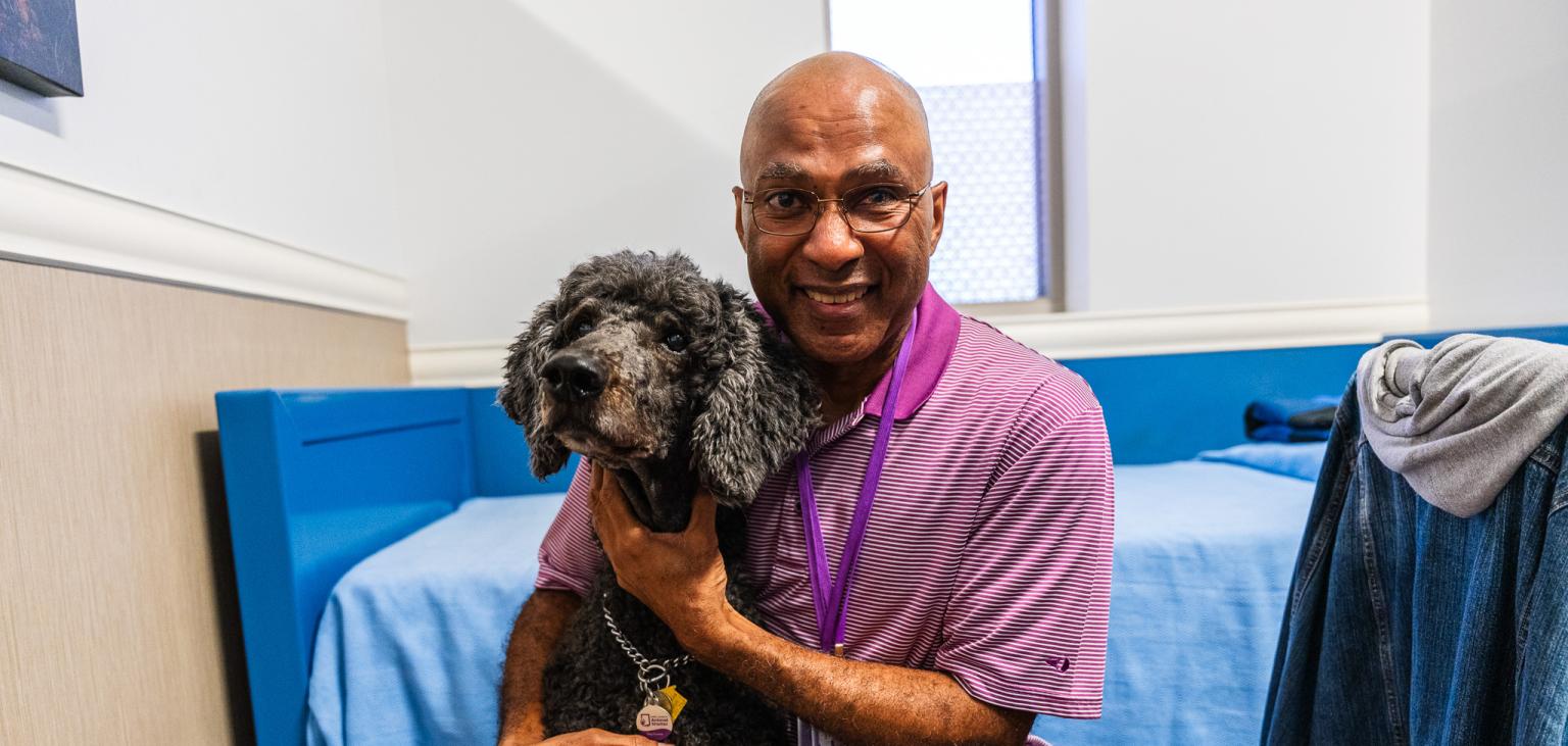 Derek and Oliver sit in their space.