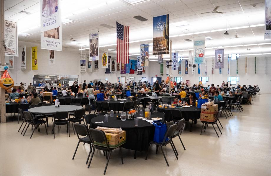 Large open room with many tables