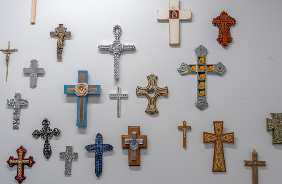 Esther's wall of crosses.