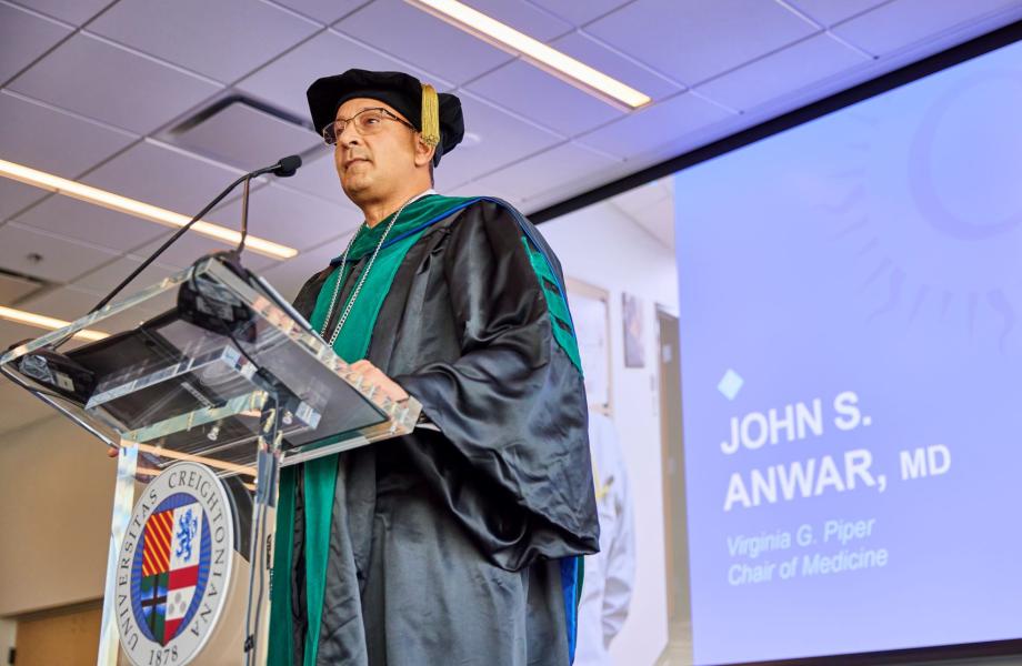 Dr. John Anwar at Creighton University's installation ceremony. (Photos by Adrian Baird of Phoenix)