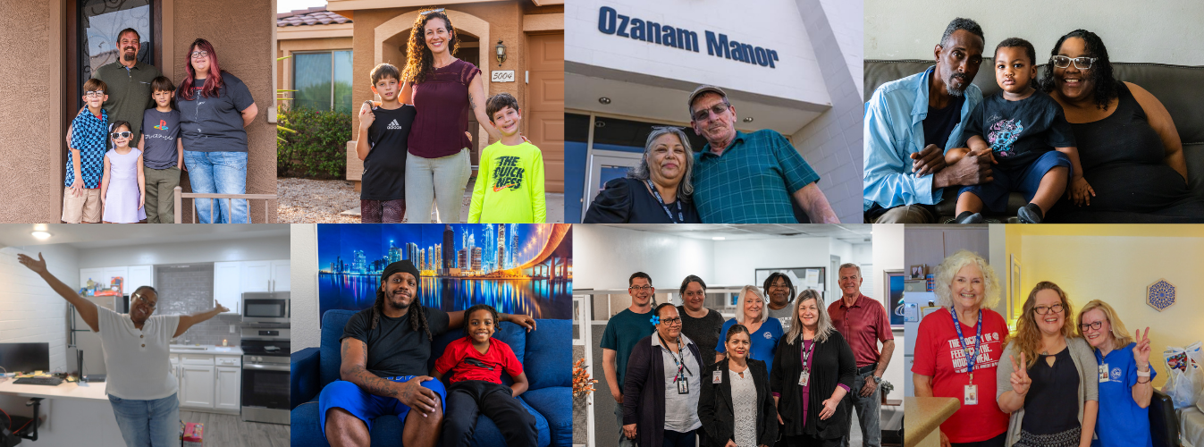 Collage of people who have been helped with rehousing and homelessness prevention from St. Vincent de Paul