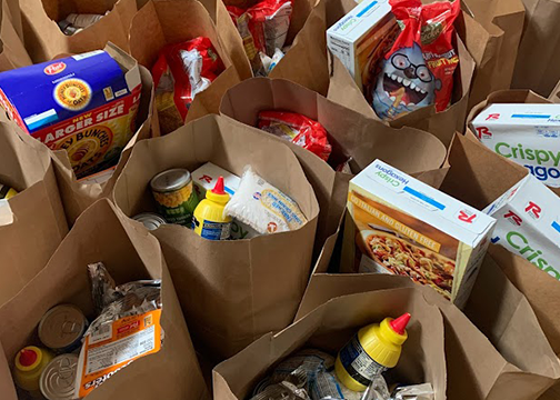 Bags filled with food items