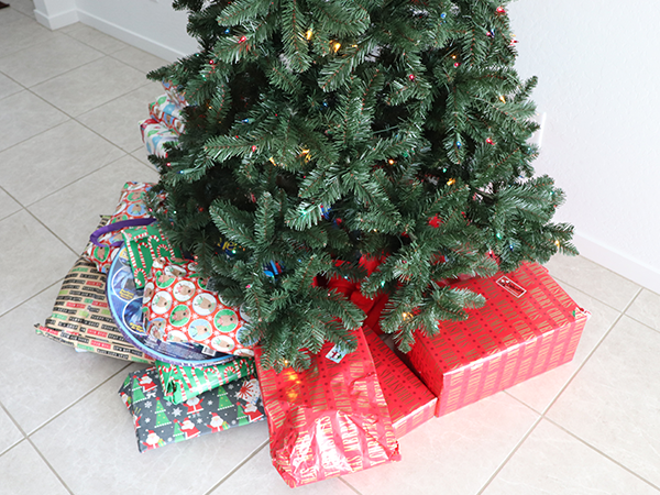presents under a christmas tree