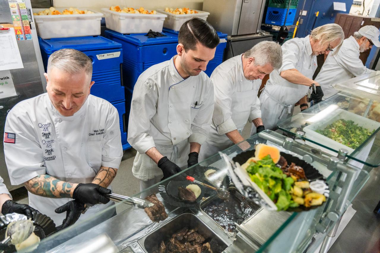 Chefs platting up food