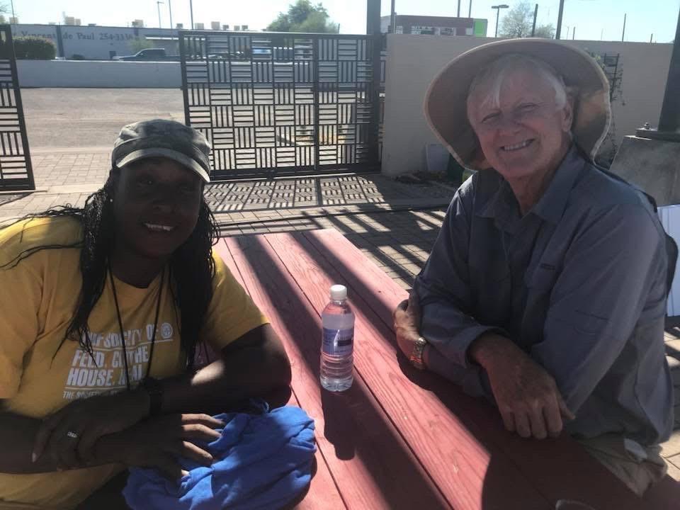 Dave (at right) and Nika Forte, who is a long-time mentee of Dave's and will continue to lead SVdP's Urban Farm program as director, a role she's held since 2023.