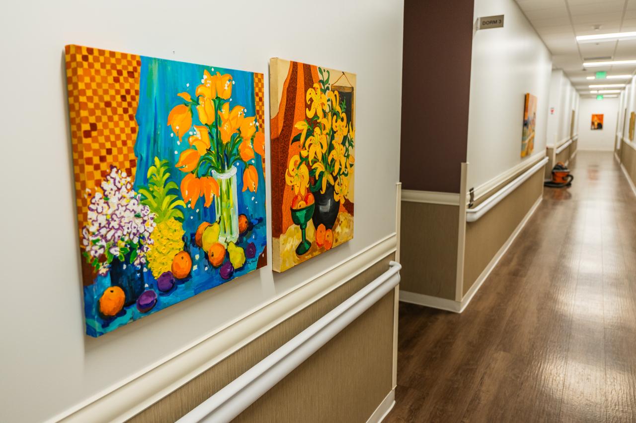 Some of the artwork donated by Susan, Judy, and Betsy.